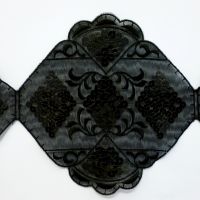 Organza applicatie/band met pailletten zwart