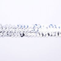 Rekbaar / elastisch Paillettenband 30mm zilver