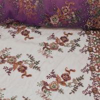 Couture kant met kraaltjes aubergine paars