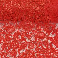 Guipure kant met pailletten rood