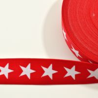Elastiek met Geweven Ster 40 mm rood