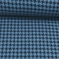 Exclusieve 100%wol  pied de poule ruit hemels blauw donkerblauw