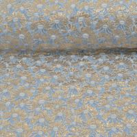 Brocaat bloem licht blauw met goud lurex