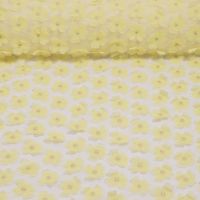 Voile met losse bloementjes licht geel