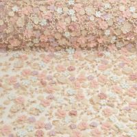 Haute couture 3D kant nude kleur met parels