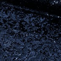 Pailletten op velours donker blauw