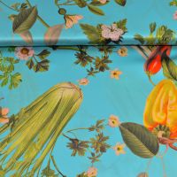 Exclusieve zijde satijn stretch italiaanse designerstof  vegetable aqua