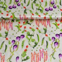 Exclusieve zijde satijn stretch italiaanse designerstof  vegetable small