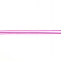 Elastiek met geweven Streep 18mm  wit fuchsia