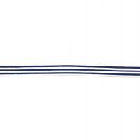 Elastiek met geweven Streep 18mm  wit marine blauw
