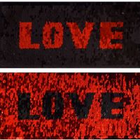 Applicatie  pailletten reversible Love zwart rood