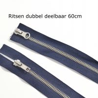 Rits Dubbel deelbaar 60cm nikkel donker blauw