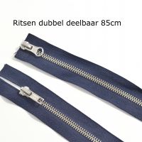 Rits Dubbel deelbaar 85cm nikkel donker blauw