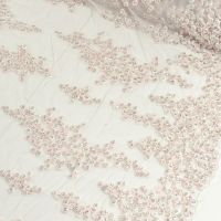 Haute couture kant met stass ivory licht rose
