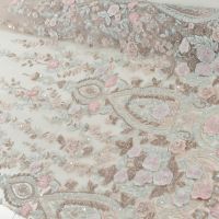 Haute couture 3D kant licht rose met licht blauw