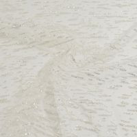 Glitter tule streep zilver  ivory