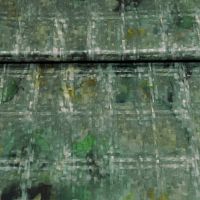 Zijde katoen  satijn italiaans design met vaag ruitmotief groen