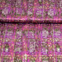 Zijde katoen  satijn italiaans design met vaag ruitmotief fuchsia