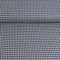 Pied de poule ruit exclusieve 100% zuiverscheer wol blauw ivory