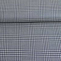 Prince de galles ruit  ruit exclusieve 100% zuiverscheer wol blauw ivory