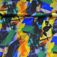 Exclusieve zijde satijn italiaans desigerstof abstract motief multi