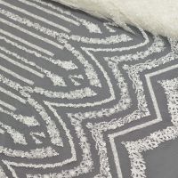 Tule brode streep en zigzag motief met kralen en  parels  ivory