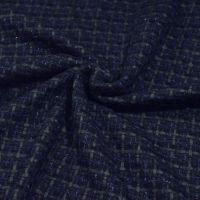 Grof geweven mantelpak stof exclusief italiaans design donker blauw