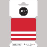 manchetten boord gebreid met streep  1.35 mtr breed rood wit  poppy