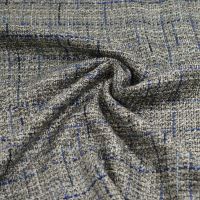 Grof geweven stof met ruit motief grijs blauw