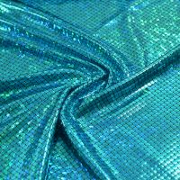Lycra foil schubben / mermaid aqua blauw