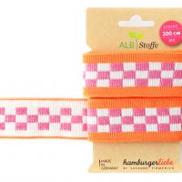  Gestreept boordband 2mtr Hamburgerliebe stripe me oranje rose geblokt