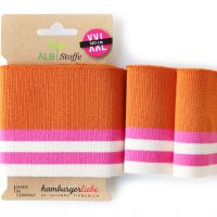 Hamburger liebe  8cm hoog 140cm breed  manchetten streep brique ivory fuchsia