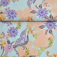Bubble chiffon stretch floral print licht blauw