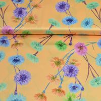 Exclusieve micro stretch  silky touch satijn flowers zacht geel