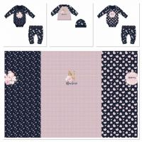 Tricot Panel Baby Happiness Stenzo kids NIEUW! panel 0.75cm x 150cm donker blauw roze