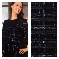 Voile met pailletten ruit motief zwart met donkerblauw
