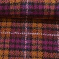 Wol alpaca ruit brique oker fuchsia 