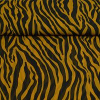voile / chiffon zebra print zwart oker geel