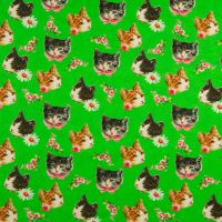 Tricot katoen digitaal cats & flowers