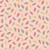 Katoen poplin colorful leaves oud rose
