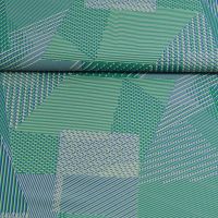 Crepe georgette stretch micro polyester abstract blokken groen blauw