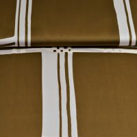 Micro satijn streep blok print camel ivory
