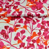 Exclusieve micro stretch  silky touch satijn bloemen print fuchsia rood
