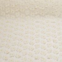 Voile met 3D bloementjes donker ivory met goud accenten