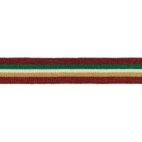Tricot band streep / broekstreep  Lurex Donker rood goud groen zilver