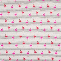 Tricot katoen flamingo streep neon rose