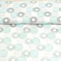 katoen poplin cirkels  zwart wit mint 