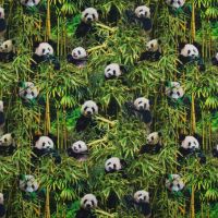 Tricot katoen digitaal panda beren