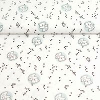 katoen poplin triangle & bear  zwart wit mint 