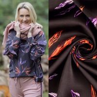 viscose satijn bloemen donker aubergine